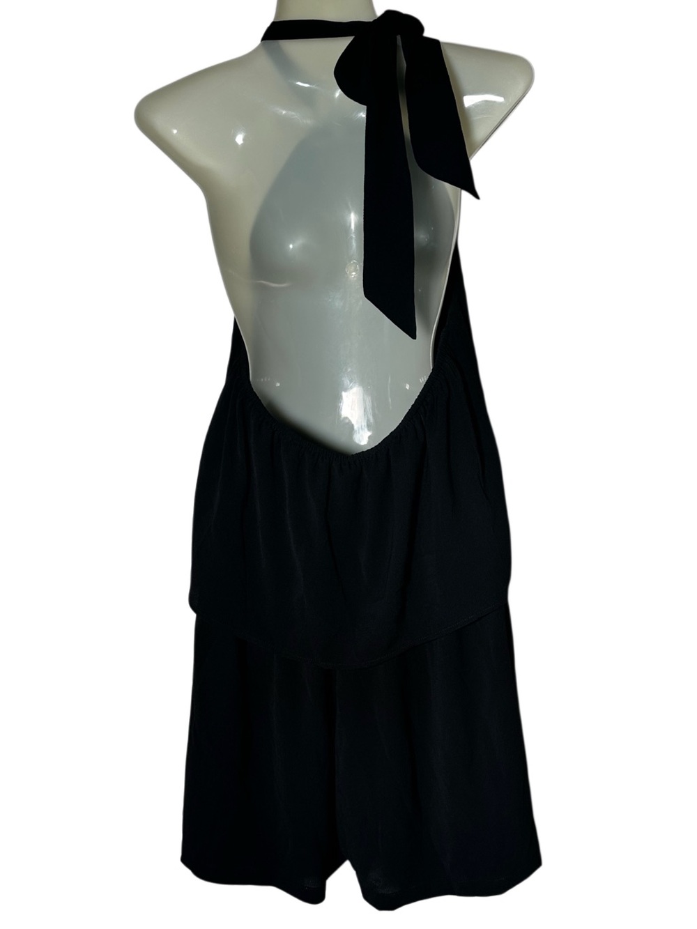 H&M Black Shorts Halter Neck Romper with Tie Size Medium Like New Elastic waist - Picture 5 of 10